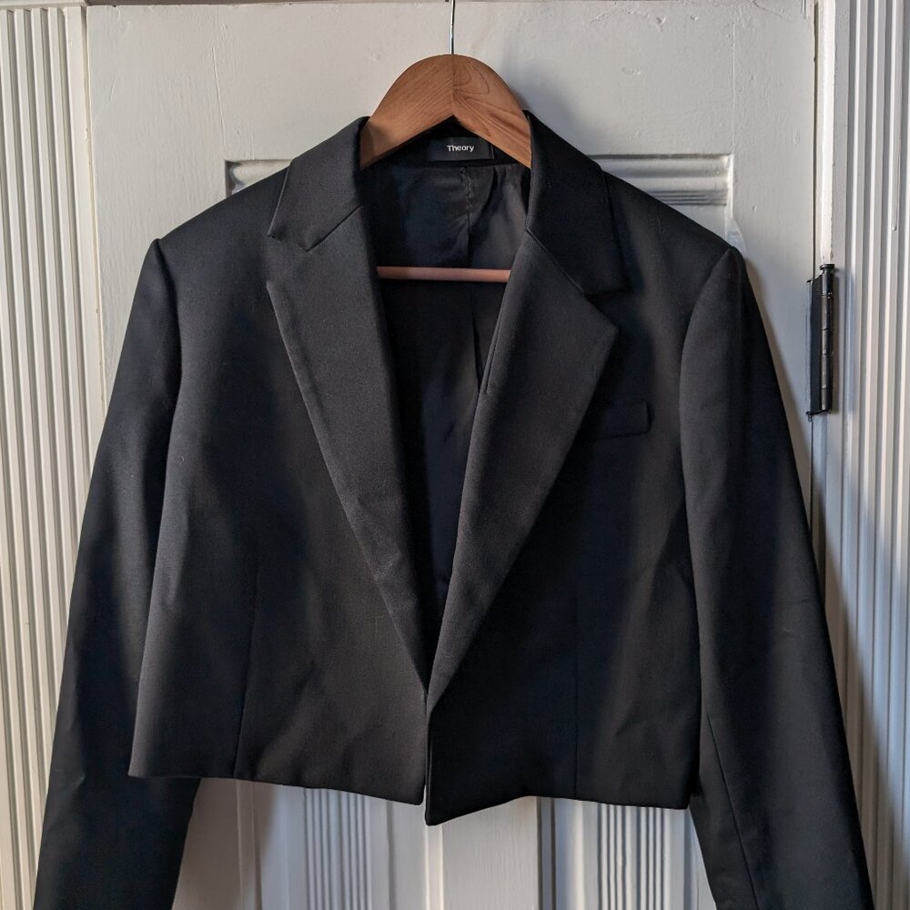 Theory Cropped Blazer - Size 12, Black, Wool, NWT